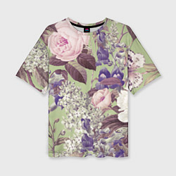 Женская футболка оверсайз Цветы Чудесный Садовый Узор