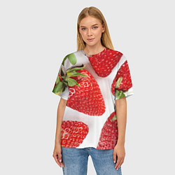 Футболка оверсайз женская Strawberries, цвет: 3D-принт — фото 2