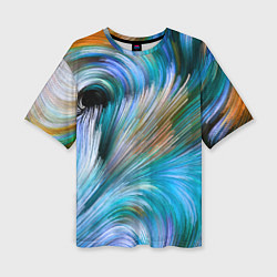 Женская футболка оверсайз Абстрактная красочная композиция Полосы Abstract c