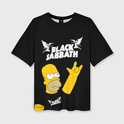 Женская футболка оверсайз Black Sabbath Гомер Симпсон Simpsons