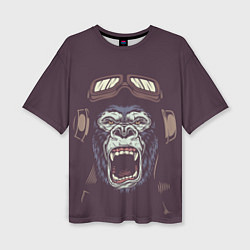 Женская футболка оверсайз Орущая горилла