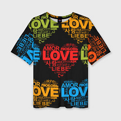 Женская футболка оверсайз Love, Amor, Любовь - Неон версия