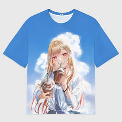 Футболка оверсайз женская МАРИН КИТАГАВА С МОЛОЧНЫМ КОКТЕЛЕМ, цвет: 3D-принт