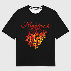 Футболка оверсайз женская Nightwish кельтский волк с горящей головой, цвет: 3D-принт