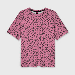 Женская футболка оверсайз Минималистический паттерн на розовом фоне
