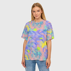 Футболка оверсайз женская Пальмы и Солнце Летом На Море, цвет: 3D-принт — фото 2