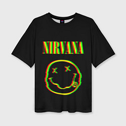 Футболка оверсайз женская Nirvana глитч, цвет: 3D-принт