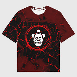 Футболка оверсайз женская Символ FNAF и краска вокруг на темном фоне, цвет: 3D-принт