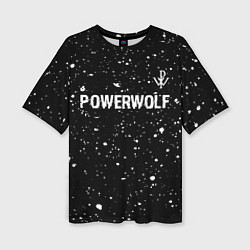 Футболка оверсайз женская Powerwolf Glitch на темном фоне, цвет: 3D-принт