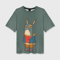 Женская футболка оверсайз Задумчивый кролик
