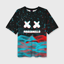 Женская футболка оверсайз Marshmello logo крапинки