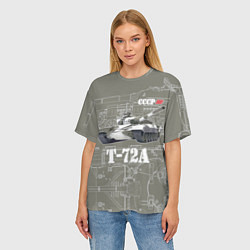 Футболка оверсайз женская Основной боевой танк Т-72А 1973, цвет: 3D-принт — фото 2