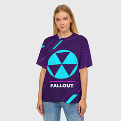 Футболка оверсайз женская Символ Fallout в неоновых цветах на темном фоне, цвет: 3D-принт — фото 2