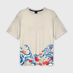 Женская футболка оверсайз Японский орнамент волн