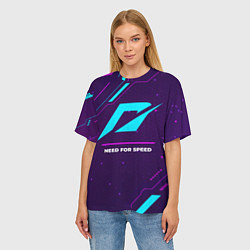 Футболка оверсайз женская Символ Need for Speed в неоновых цветах на темном, цвет: 3D-принт — фото 2