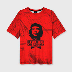 Женская футболка оверсайз Че Гевара - на красном фоне