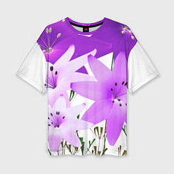 Футболка оверсайз женская Flowers purple light, цвет: 3D-принт