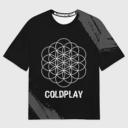Футболка оверсайз женская Coldplay Glitch на темном фоне, цвет: 3D-принт