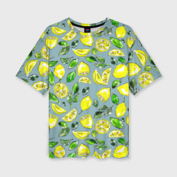Женская футболка оверсайз Порезанные лимоны - паттерн