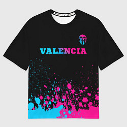 Футболка оверсайз женская Valencia - neon gradient: символ сверху, цвет: 3D-принт