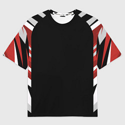 Футболка оверсайз женская Кроссфит униформа - Красная абстракция, цвет: 3D-принт