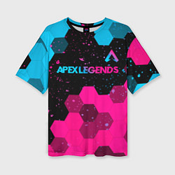 Футболка оверсайз женская Apex Legends - neon gradient: символ сверху, цвет: 3D-принт