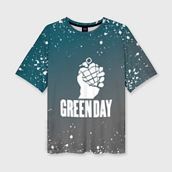 Женская футболка оверсайз Green day - брызги