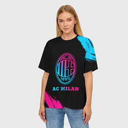Футболка оверсайз женская AC Milan - neon gradient, цвет: 3D-принт — фото 2
