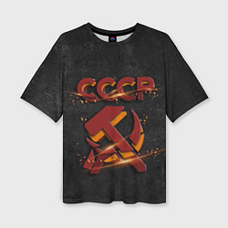 Женская футболка оверсайз Серп и молот символ СССР