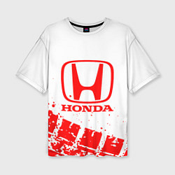 Футболка оверсайз женская Honda - красный след шины, цвет: 3D-принт