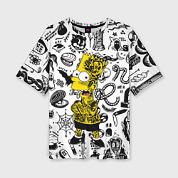 Женская футболка оверсайз Барт Симпсон весь в татухах - Hype