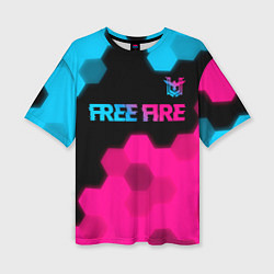 Женская футболка оверсайз Free Fire - neon gradient: символ сверху