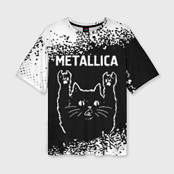 Футболка оверсайз женская Группа Metallica и рок кот, цвет: 3D-принт