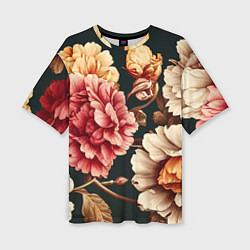 Женская футболка оверсайз Цветы в стиле рококо