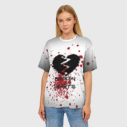Футболка оверсайз женская Разбитое черное сердце, цвет: 3D-принт — фото 2