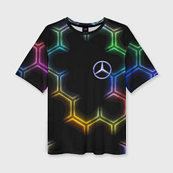 Футболка оверсайз женская Mercedes - neon pattern, цвет: 3D-принт