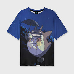 Женская футболка оверсайз Night flight Totoro