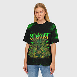 Футболка оверсайз женская Slipknot green satan, цвет: 3D-принт — фото 2