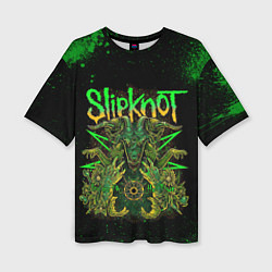 Женская футболка оверсайз Slipknot green satan