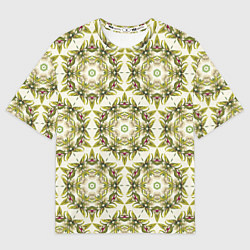 Футболка оверсайз женская Цветы абстрактные зелёные, цвет: 3D-принт