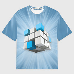 Женская футболка оверсайз Трёхцветный кубик Рубика