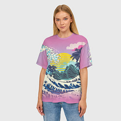 Футболка оверсайз женская Штормовые океанские волны и пальмы, цвет: 3D-принт — фото 2
