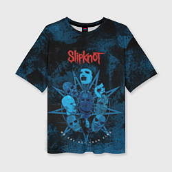 Женская футболка оверсайз Slipknot blue