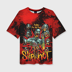 Женская футболка оверсайз Slipknot red satan