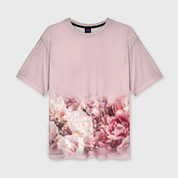 Женская футболка оверсайз Нежные розовые цветы в букете
