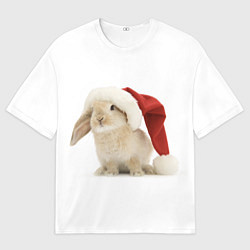 Футболка оверсайз женская Новогодний кролик - 2023, цвет: 3D-принт