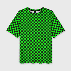 Футболка оверсайз женская Зелёная шахматка - паттерн, цвет: 3D-принт