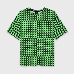 Футболка оверсайз женская Чёрно-зелёная оптическая иллюзия, цвет: 3D-принт