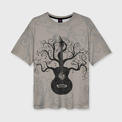 Женская футболка оверсайз Разросшееся дерево гитара