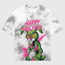 Футболка оверсайз женская Zombie rabbit Happy new year, цвет: 3D-принт